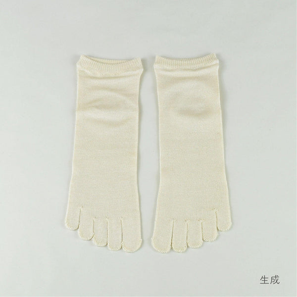 シルク5本指ソックス メンズ 薄手 生成